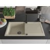 Mexen Leo single-bowl granite sink with drainer and Rita kitchen faucet, beige - 6501-69-670300-70
