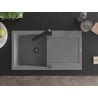 Mexen Leo évier en granit 1 bac avec égouttoir et robinet de cuisine Rita, gris - 6501-71-670300-70-B