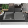 Mexen Leo fregadero de cocina de granito de 1 tazón con escurridor y grifo de cocina Rita, gris - 6501-71-670300-70