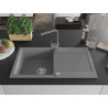 Mexen Leo fregadero de granito de 1 seno con escurridor y grifo de cocina Rita, gris - 6501-71-670300-71