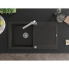 Mexen Leo Granitspüle 1-Becken mit Abtropffläche und Küchenarmatur Rita, schwarz/goldener Metallic - 6501-75-670300-00