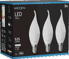 Mexen Nova 3x Lampadina LED a fiamma E14, C37, 5W, Neutral - 4000K, 525 lm - L106-E14-0540-01x03