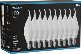 Mexen Nova 10x LED pirn küünal E14, C37, 5W, Neutraalne - 4000K, 525 lm - L106-E14-0540-01x10