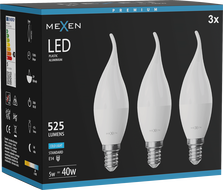 Mexen Nova 3x LED-pirni leek E14, C37, 5W, Külm - 6500K, 525 lm - L106-E14-0565-01x03
