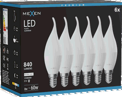 Mexen Nova 6x LED spuldze svece E14, C37, 8W, Neitrāls - 4000K, 840 lm - L106-E14-0840-01x06