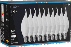 Mexen Nova 10x LED spuldze sveces forma E14, C37, 8W, Neitrāla - 4000K, 840 lm - L106-E14-0840-01x10