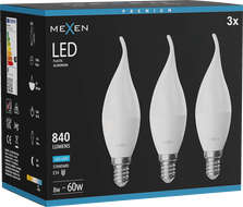 Mexen Nova 3x Ampoule LED flamme E14, C37, 8W, Froid - 6500K, 840 lm - L106-E14-0865-01x03