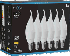 Mexen Nova 6x LED Bulb Flame E14, C37, 10W, Warm - 3000K, 1055 lm - L106-E14-1030-01x06