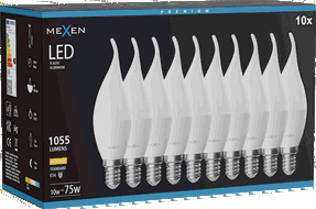 Mexen Nova 10x LED žarulja plamen E14, C37, 10W, Topla - 3000K, 1055 lm - L106-E14-1030-01x10