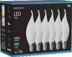 Mexen Nova 6x LED Bulb Flame E14, C37, 10W, Cold - 6500K, 1055 lm - L106-E14-1065-01x06