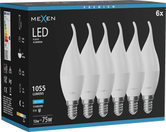 Mexen Nova 6x LED pirniku E14, C37, 10W, Külm - 6500K, 1055 lm - L106-E14-1065-01x06