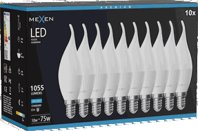 Mexen Nova 10x LED küünlakuju lambipirn E14, C37, 10W, Külm - 6500K, 1055 lm - L106-E14-1065-01x10