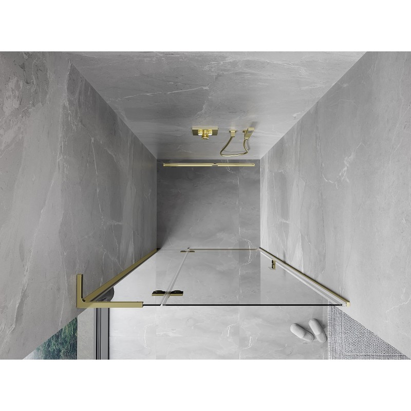 Mexen Mist-H L drzwi prysznicowe uchylne lewe 115 cm, transparent, złote - 8A5L-115-000-50-00-L