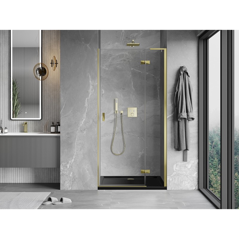 Mexen Mist-H L drzwi prysznicowe uchylne prawe 90 cm, transparent, złote - 8A5L-090-000-50-00-P