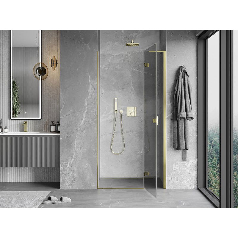 Mexen Mist-H L right hinged shower door 90 cm, transparent, gold - 8A5L-090-000-50-00-P