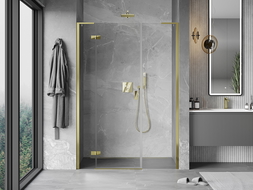 Mexen Mist-H L Left Hinged Shower Door 135 cm, Transparent, Gold - 8A5L-135-001-50-00-L