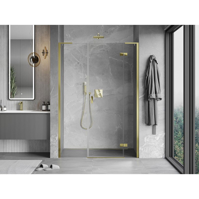 Mexen Mist-H L porte de douche battante droite 125 cm, transparent, doré - 8A5L-125-001-50-00-P