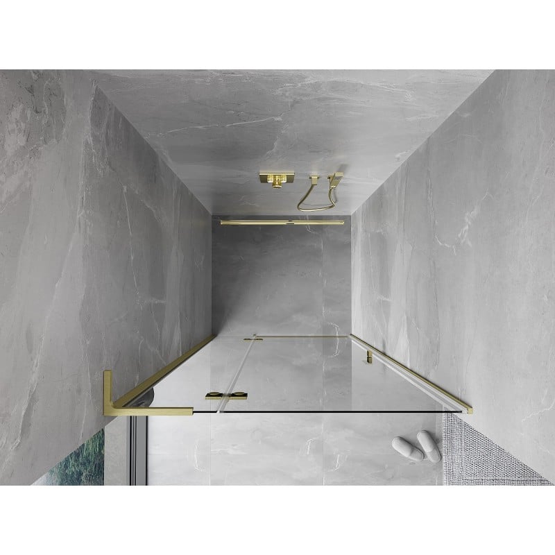 Mexen Mist-H L drzwi prysznicowe uchylne lewe 80 cm, transparent, złote szczotkowane - 8A5L-080-000-55-00-L