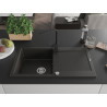 Mexen Leo fregadero de granito de 1 seno con escurridor y grifo de cocina Rita, negro/dorado metálico - 6501-75-670300-70