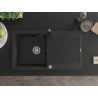 Mexen Leo Granit-Spülbecken mit 1 Becken, Abtropffläche und Küchenarmatur Rita, Schwarz/Gold Metallic - 6501-75-670300-70