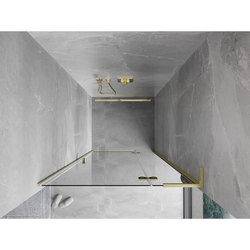Mexen Mist-H L right-hinged shower door 105 cm, transparent, brushed gold - 8A5L-105-000-55-00-P