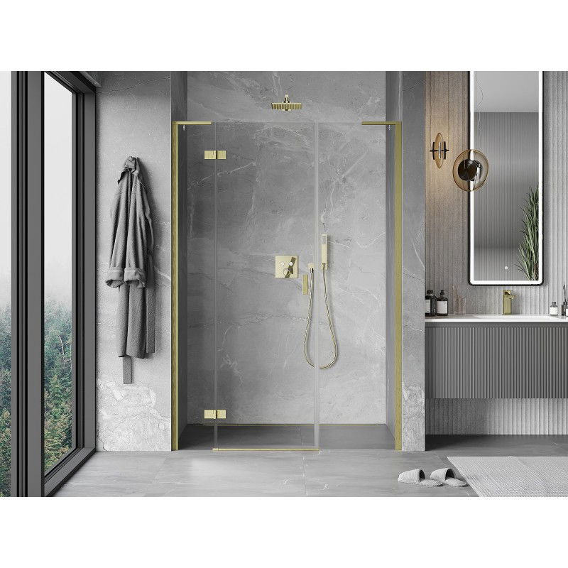 Mexen Mist-H L porte de douche pivotante gauche 135 cm, transparent, or brossé - 8A5L-135-001-55-00-L