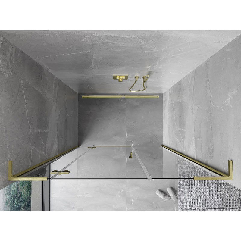 Mexen Mist-H L draaideur douche links 140 cm, transparant, geborsteld goud - 8A5L-140-001-55-00-L