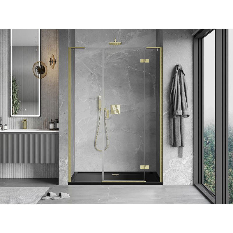Mexen Mist-H L porta de duche pivotante à direita 160 cm, transparente, dourado escovado - 8A5L-160-001-55-00-P