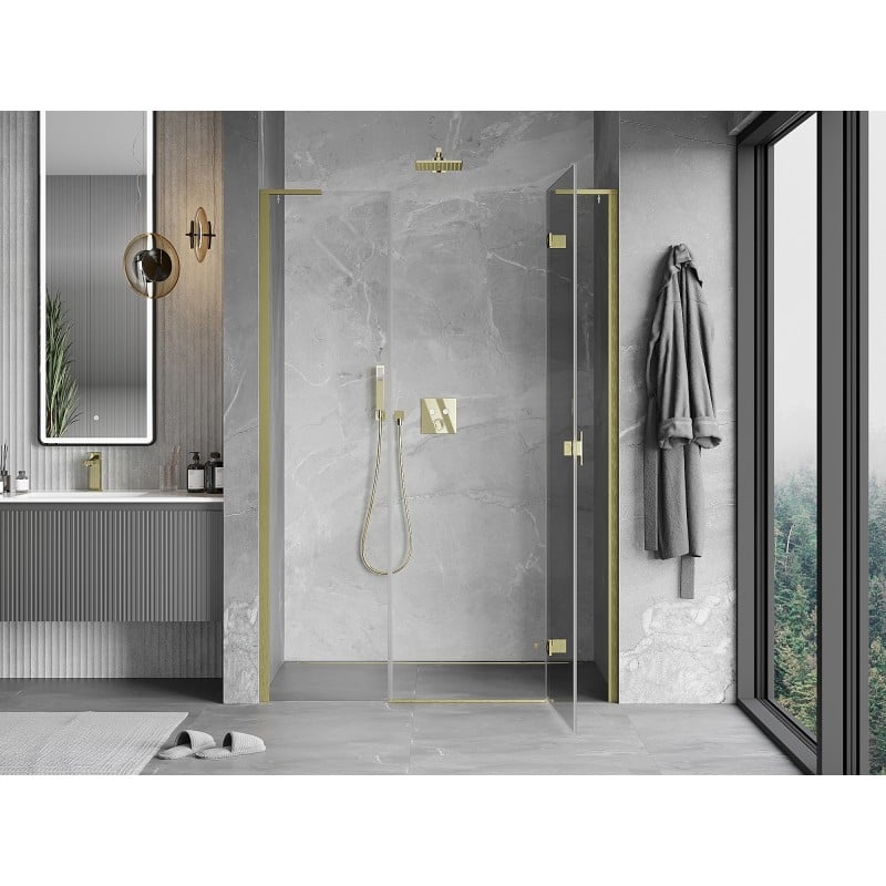 Mexen Mist-H L porte de douche battante droite 160 cm, transparent, doré brossé - 8A5L-160-001-55-00-P