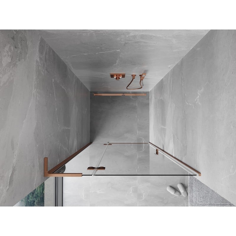 Mexen Mist-H L drzwi prysznicowe uchylne lewe 70 cm, transparent, miedź szczotkowana - 8A5L-070-000-65-00-L