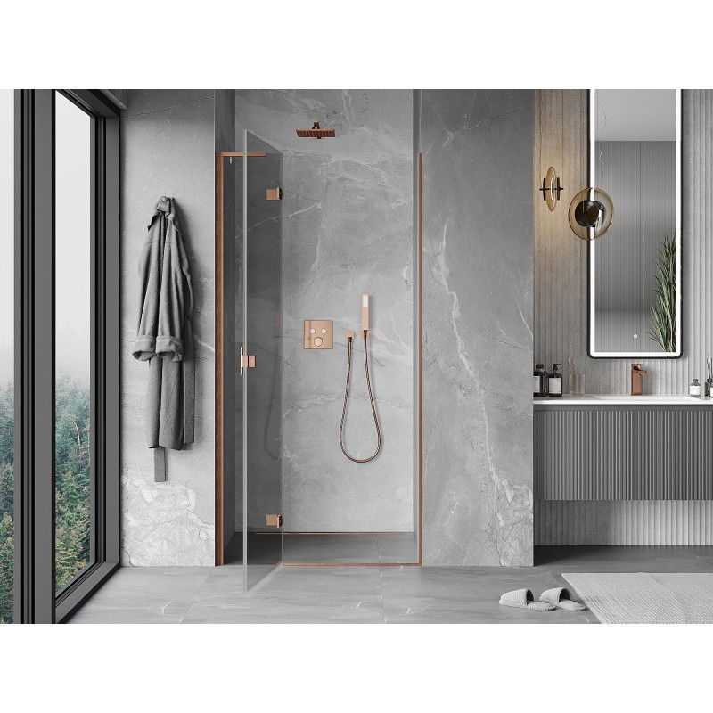 Mexen Mist-H L draaideur voor douche links 95 cm, transparant, geborsteld koper - 8A5L-095-000-65-00-L