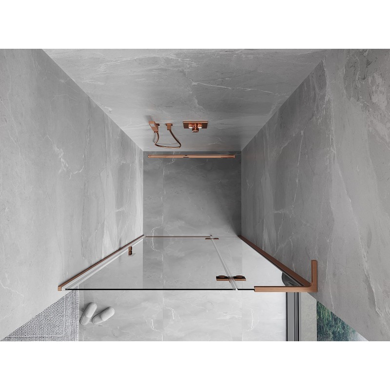 Mexen Mist-H L drzwi prysznicowe uchylne prawe 70 cm, transparent, miedź szczotkowana - 8A5L-070-000-65-00-P