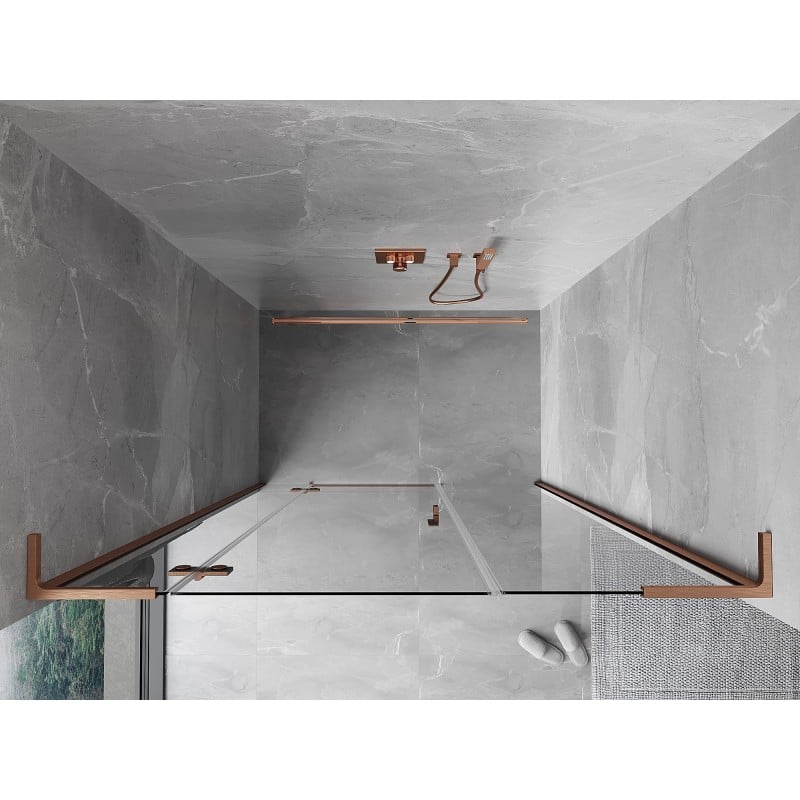 Mexen Mist-H L drzwi prysznicowe uchylne lewe 125 cm, transparent, miedź szczotkowana - 8A5L-125-001-65-00-L