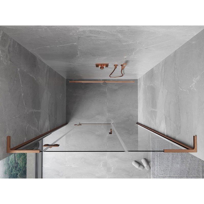 Mexen Mist-H L draaideur voor douche links 135 cm, transparant, geborsteld koper - 8A5L-135-001-65-00-L