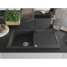 Mexen Leo fregadero de granito de 1 seno con escurridor y grifo de cocina Rita, negro moteado - 6501-76-670300-76