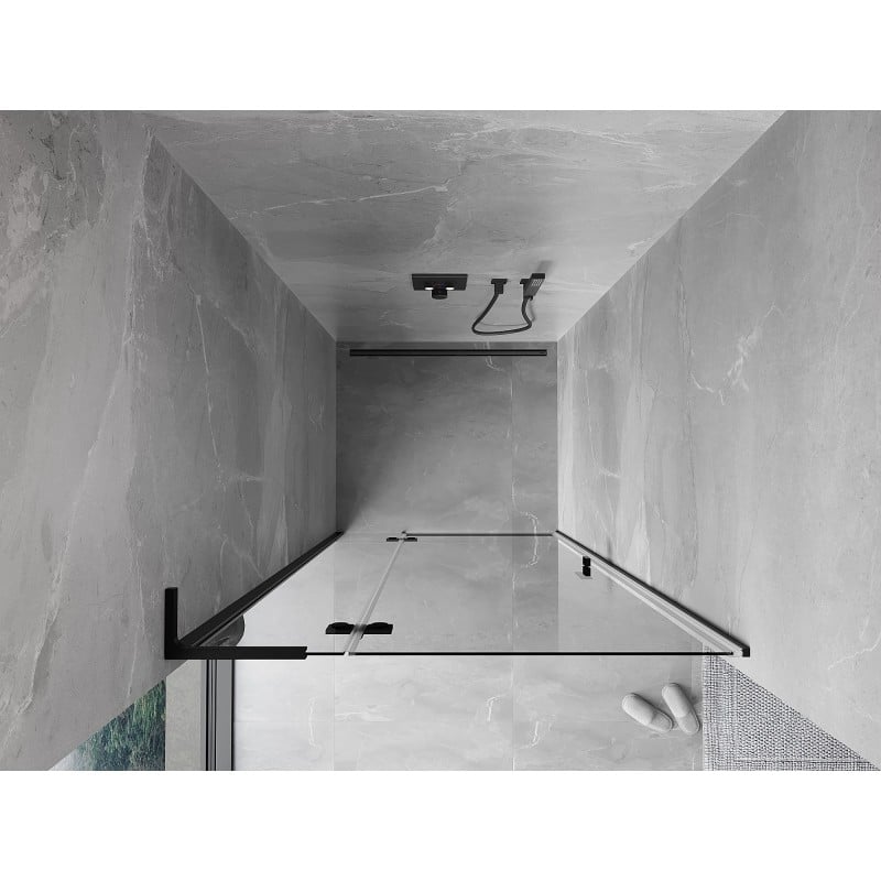 Mexen Mist-H L porta de duche de batente esquerda 70 cm, transparente, preta - 8A5L-070-000-70-00-L