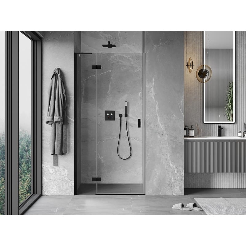 Mexen Mist-H L left hinged shower door 70 cm, transparent, black - 8A5L-070-000-70-00-L