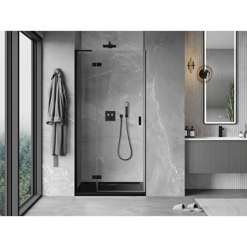 Mexen Mist-H L left hinged shower door 70 cm, transparent, black - 8A5L-070-000-70-00-L