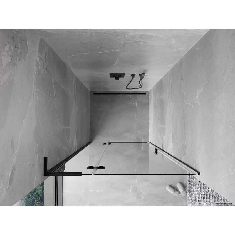 Mexen Mist-H L douchedeur openslaand links 80 cm, transparant, zwart - 8A5L-080-000-70-00-L