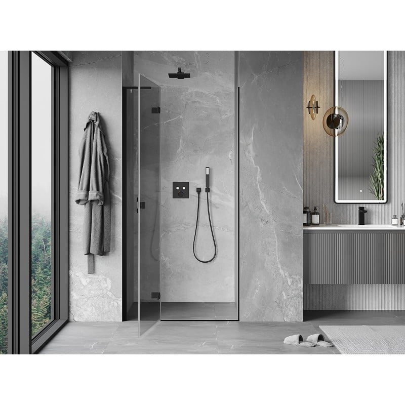 Mexen Mist-H L Left Hinged Shower Door 110 cm, Transparent, Black - 8A5L-110-000-70-00-L