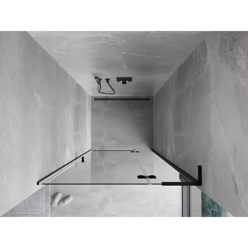 Mexen Mist-H L dušiuks uksed parempoolne 75 cm, läbipaistev, must - 8A5L-075-000-70-00-P