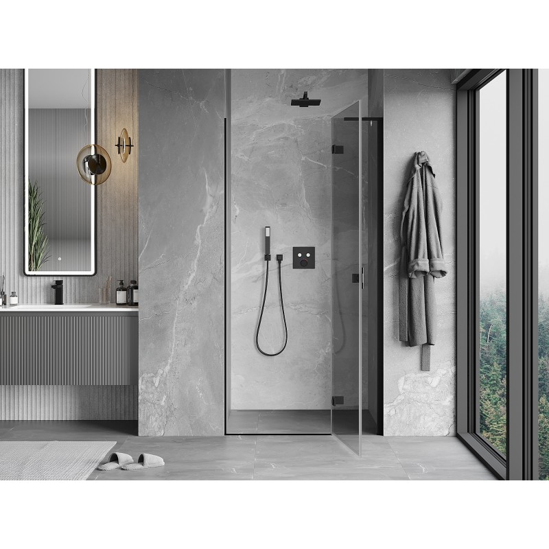 Mexen Mist-H L drzwi prysznicowe uchylne prawe 100 cm, transparent, czarne - 8A5L-100-000-70-00-P