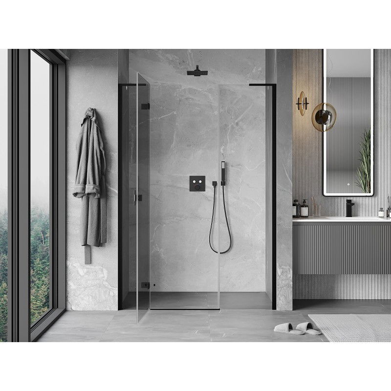 Mexen Mist-H L porte de douche pivotante gauche 120 cm, transparent, noir - 8A5L-120-001-70-00-L