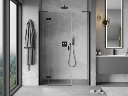 Mexen Mist-H L porte de douche pivotantes gauche 135 cm, transparent, noir - 8A5L-135-001-70-00-L