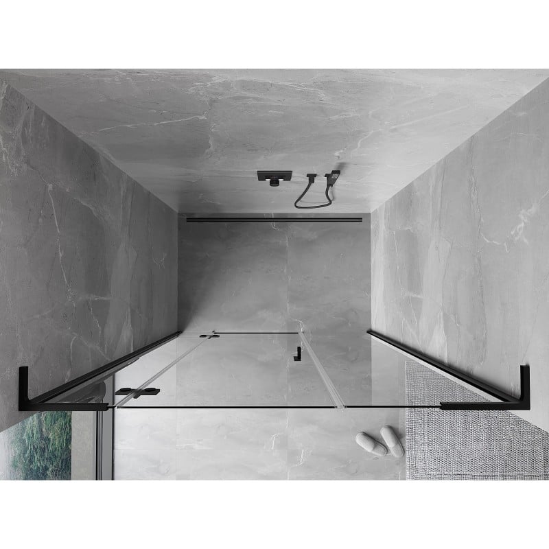 Mexen Mist-H L drzwi prysznicowe uchylne lewe 140 cm, transparent, czarne - 8A5L-140-001-70-00-L