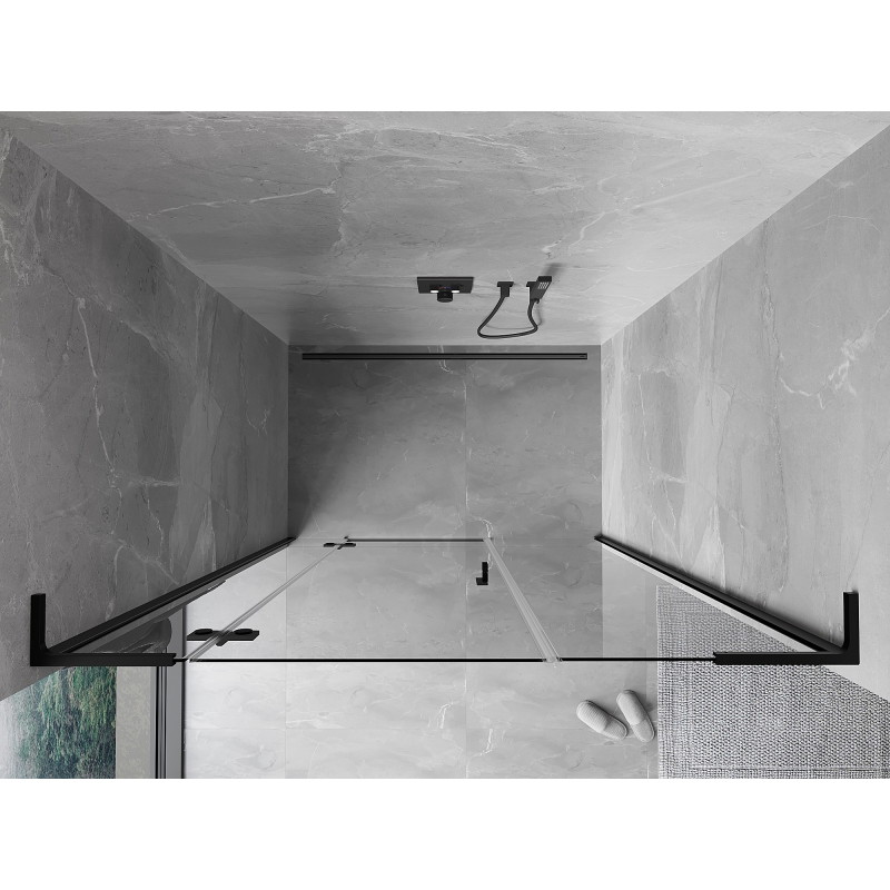 Mexen Mist-H L staklena vrata za tuš, lijeva 140 cm, prozirna, crna - 8A5L-140-001-70-00-L
