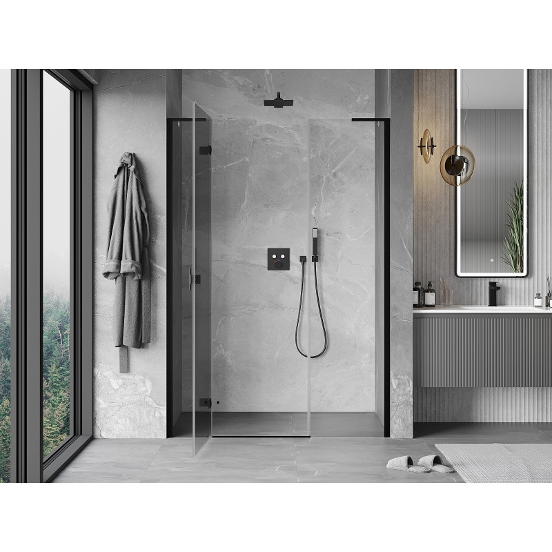 Mexen Mist-H L staklena vrata za tuš, lijeva 140 cm, prozirna, crna - 8A5L-140-001-70-00-L