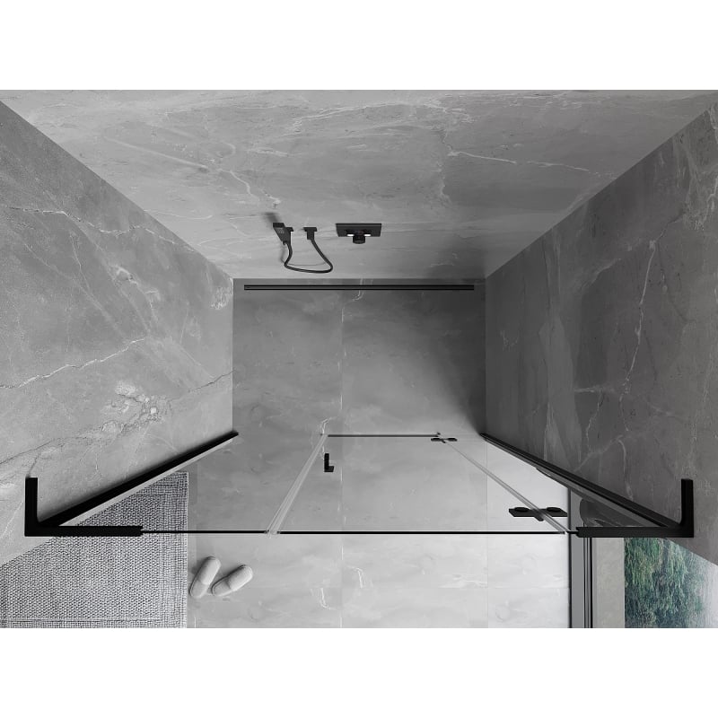 Mexen Mist-H L 140 cm Right-Handed Hinged Shower Door, Transparent, Black - 8A5L-140-001-70-00-P