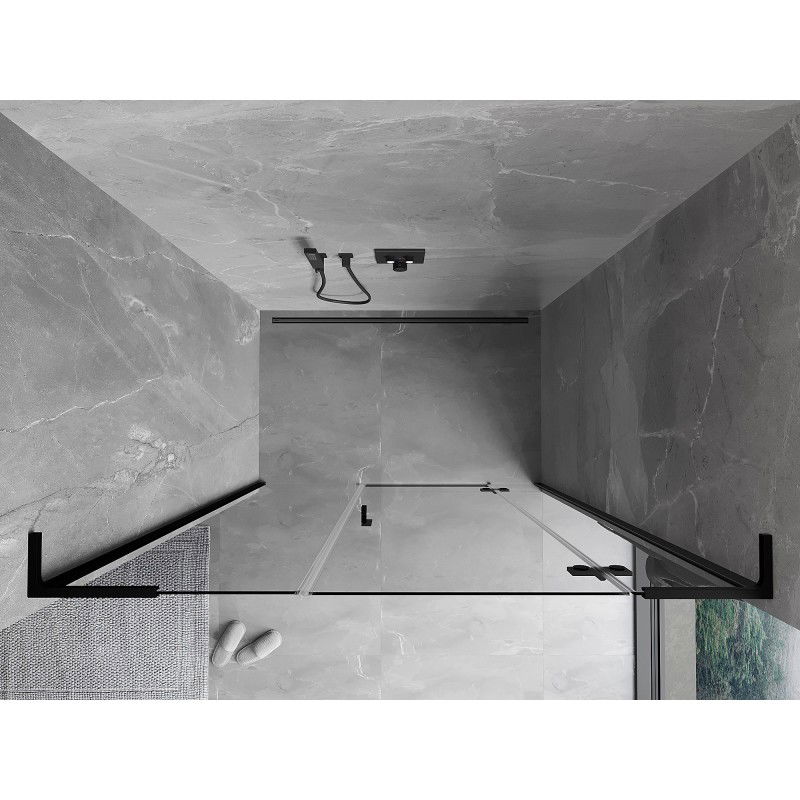 Mexen Mist-H L porta doccia battente destra 140 cm, trasparente, nero - 8A5L-140-001-70-00-P