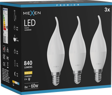 Mexen Nova 3x LED küünal pirn E14, C37, 8W, Soe - 3000K, 840 lm - L106-E14-0830-01x03